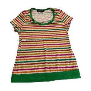 French Atmosphere | Color Stripe Tee Medium Vintage 90s 70s